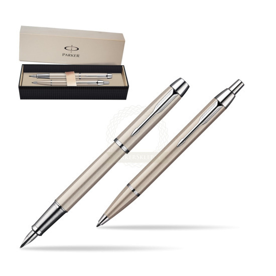 Parker IM Brushed Metal CT Penna Stilografica + Parker IM Brushed Metal CT Penna a Sfera Set regalo