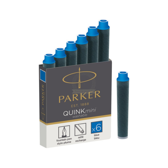Parker Ink Cartridge Quink Mini blue washable (6 pcs)