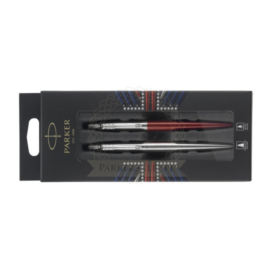 Parker Set Jotter Duo BallPens Steel CT + Kensington Red Gel CT
