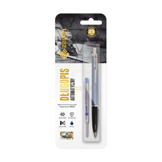 Zenith 7 Metallic Penna a Sfera + Zenith 4 refill - blister - Blu
