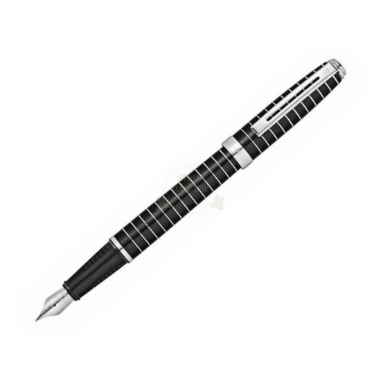 Sheaffer Prelude Nero lacca with motivo orizzontale + cromato Details Penna Stilografica