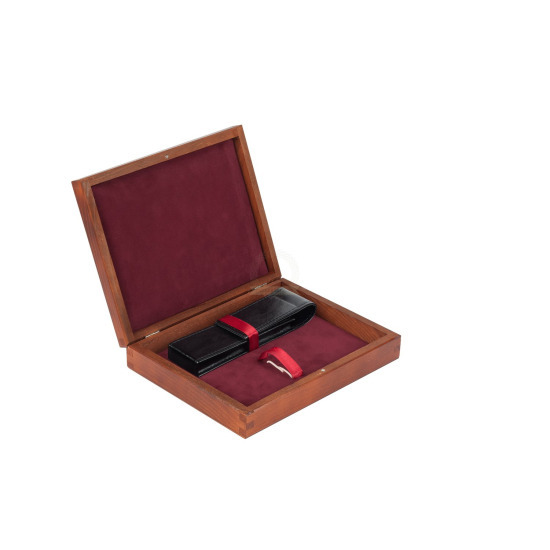 Double Wooden box maroon mahogany