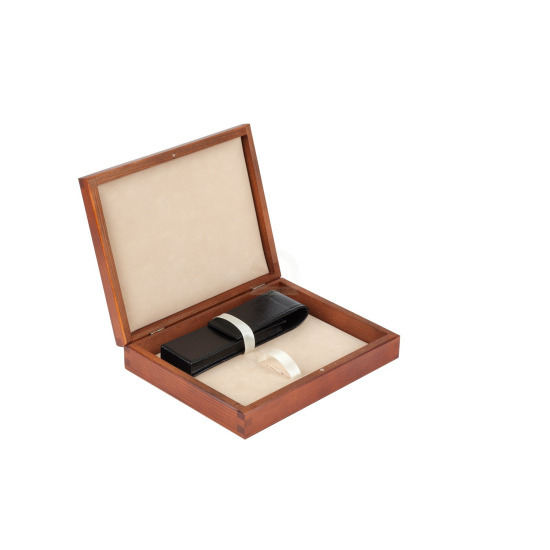 Double Wooden box ecru mahogany
