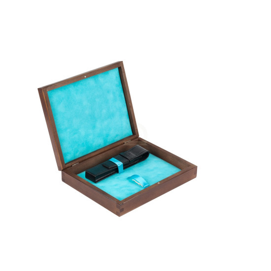 Single Wooden box turquoise  wenge