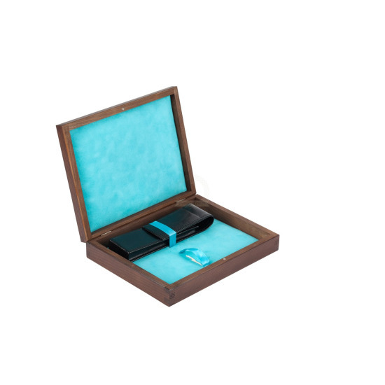 Double Wooden box turquoise wenge
