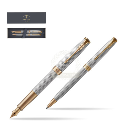 "Parker Sonnet Fougère GT Fountain Pen + Ballpoint Pen in a Gift Box
"