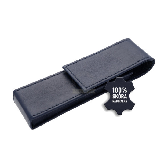 Natural leather Case for 1 OR 2 pens - navy blue