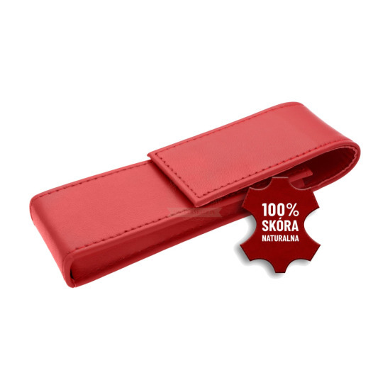 Natural leather Case for 1 OR 2 pens - red