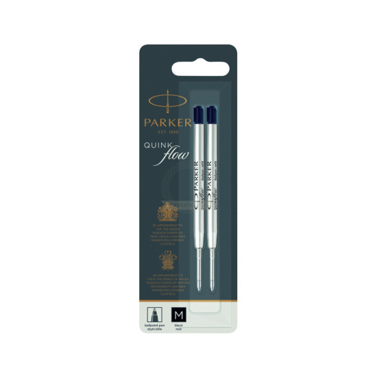 Two Parker QUINKflow Ballpoint Refills BLACK (M)