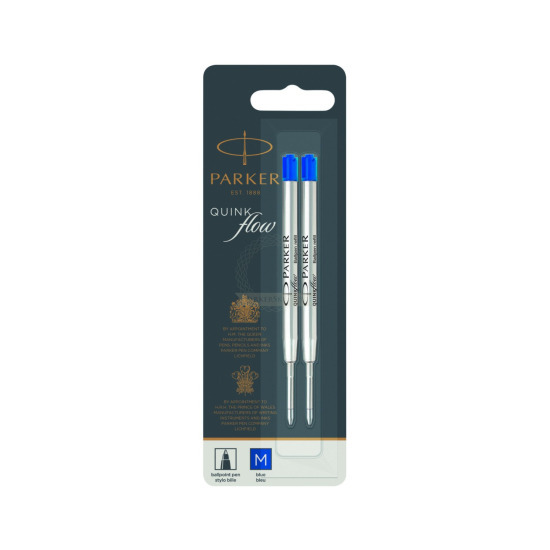 Two Parker QUINKflow Ballpoint Refills Blue (M)
