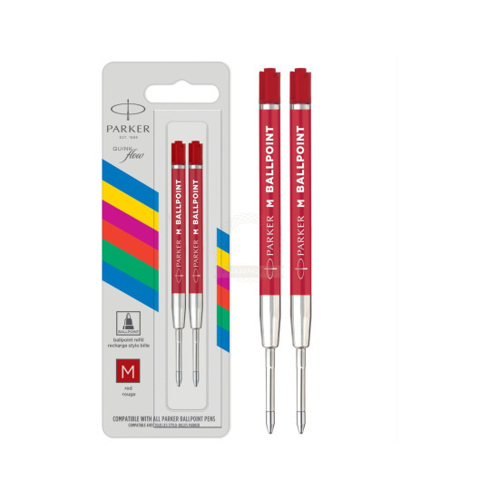 Two Parker QUINKflow Ballpoint Refills Red (M)