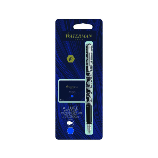 Waterman Allure Camo CT Penna Stilografica + 6 Cartucce Nero Inchiostro