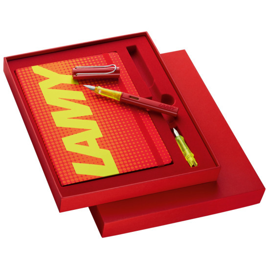 Lamy 022 AL-star Glossy Rosso F Penna Stilografica set with Taccuino