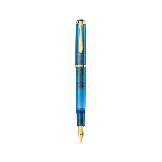 Pelikan M200 Golden Lapis Fountain Pen with ink set
