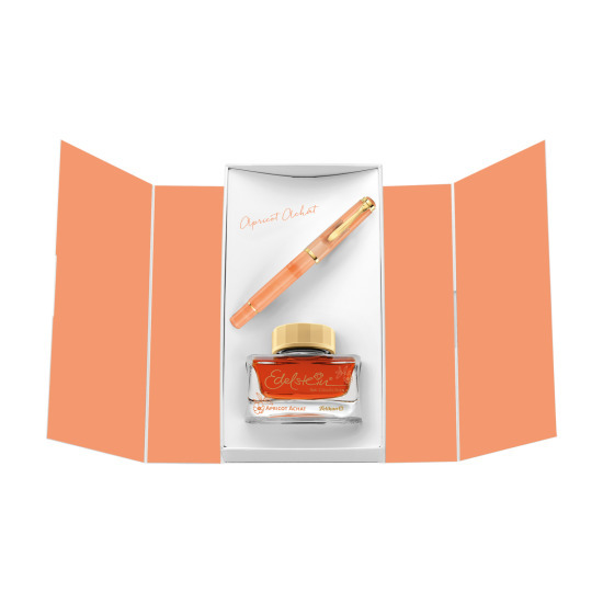 Pelikan M200 F Classic Apricot Achat Fountain Pen with Ink - Set