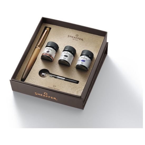 Sheaffer VFM Coffee Fountain Pen Set with Three-Color Ink