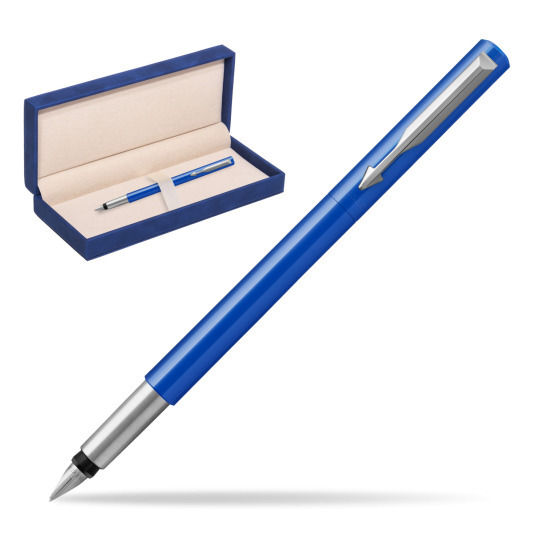 Parker Vector Blue Fountain Pen in suede box navy blue