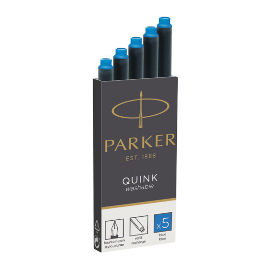 Parker Standard Washable Blue Ink Cartridges (5 pcs)