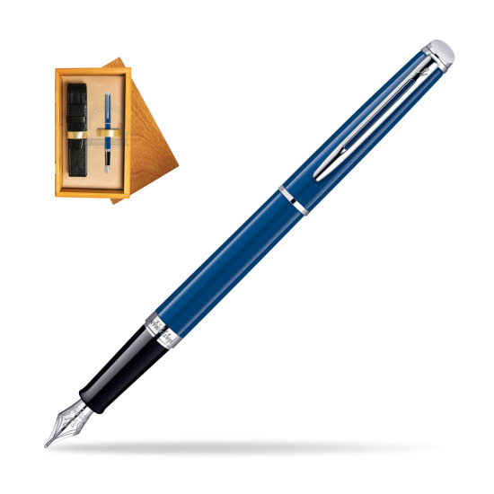 Waterman Hémisphère Blue Obsession CT Fountain pen in single wooden box Honey Single Ecru