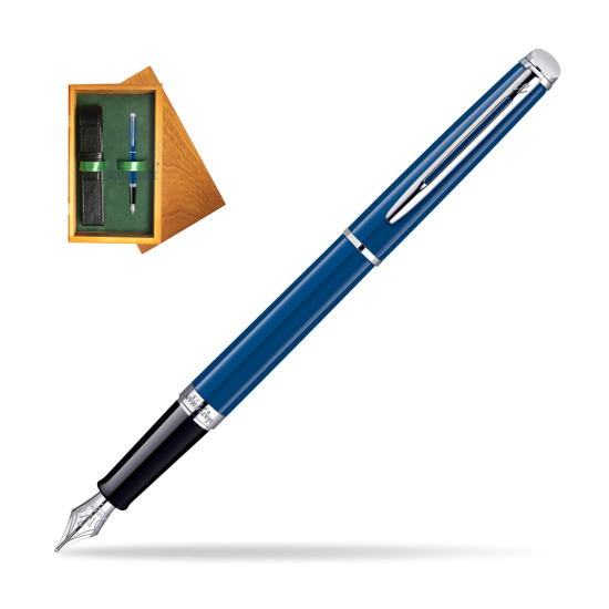 Waterman Hémisphère Blue Obsession CT Fountain pen in single wooden box Honey Single Green