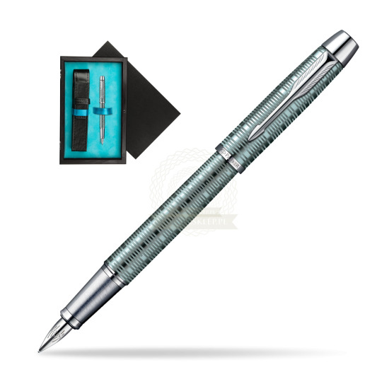 Parker IM Premium Vacumatic Emerald Pearl CT Penna Stilografica in single wooden box Black Single Turquoise