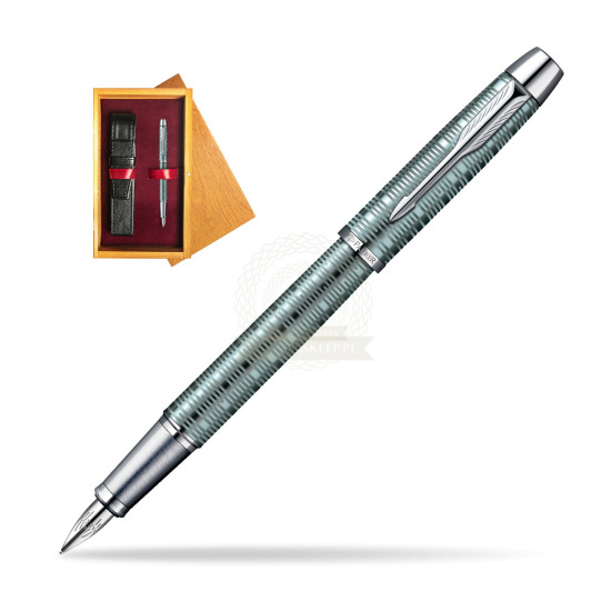Parker IM Premium Vacumatic Emerald Pearl CT Penna Stilografica in single wooden box Honey Single Maroon