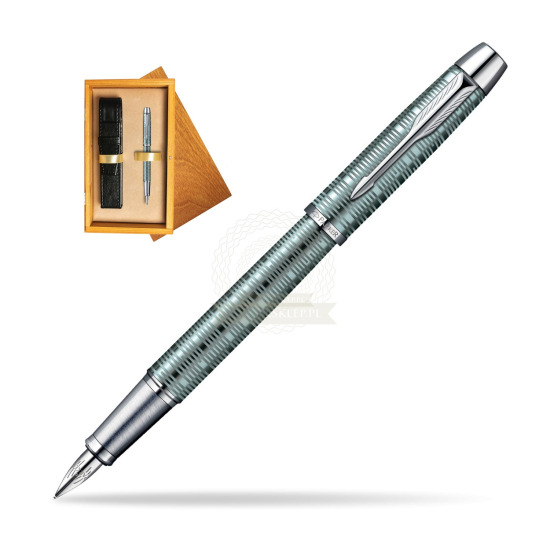Parker IM Premium Vacumatic Emerald Pearl CT Penna Stilografica in single wooden box Honey Single Ecru