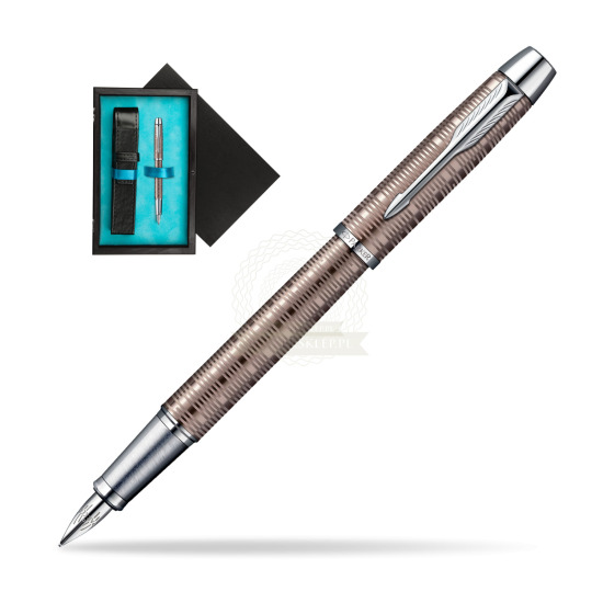 Parker IM Premium Vacumatic Brown Shadow CT Penna Stilografica in single wooden box Black Single Turquoise