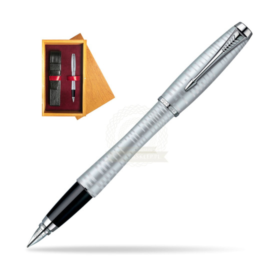 Parker Urban Premium Vacumatic Silver-Blue Pearl CT Penna Stilografica in single wooden box Honey Single Maroon