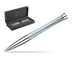 Parker Urban Premium Vacumatic Silver-Blue Pearl CT Ballpoint Pen in original Parker Prestige box