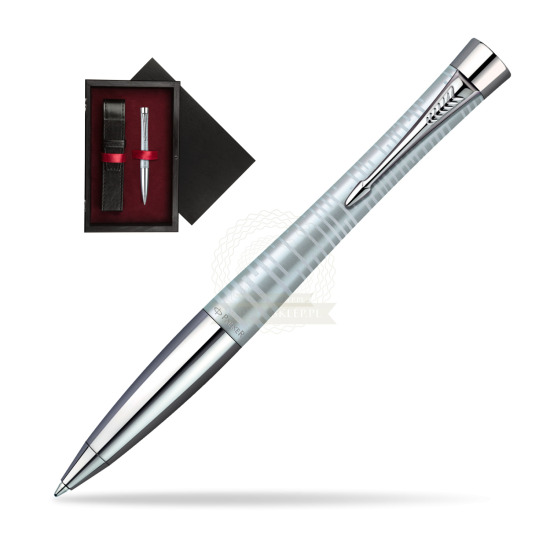 Parker Urban Premium Vacumatic Silver-Blue Pearl CT Ballpoint Pen in single wooden box Black Single Maroon