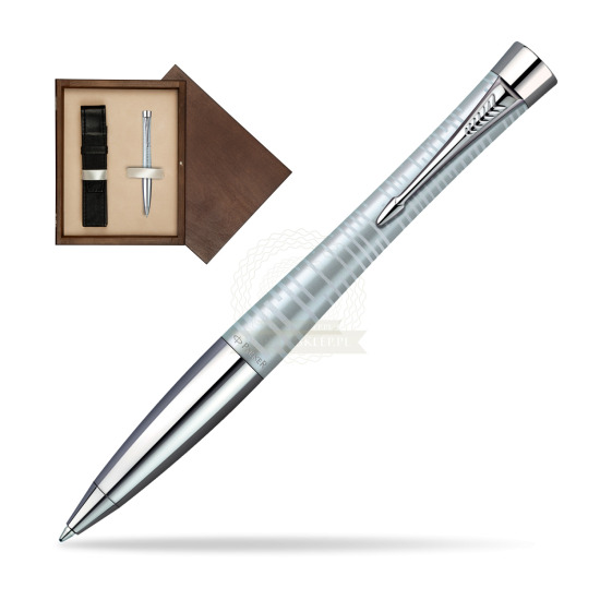 Parker Urban Premium Vacumatic Silver-Blue Pearl CT Ballpoint Pen in single wooden box Wenge Single Ecru