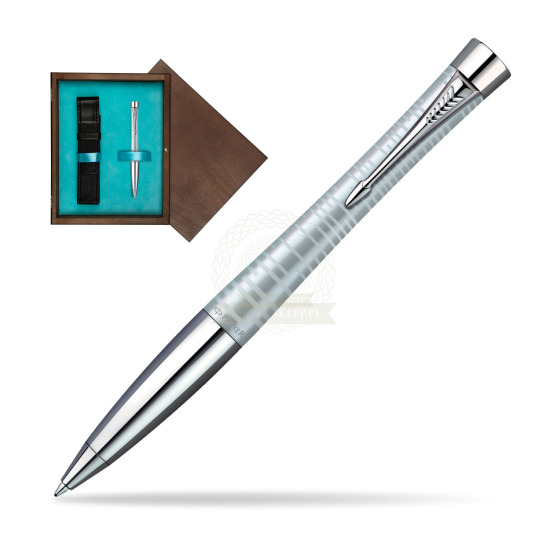 Parker Urban Premium Vacumatic Silver-Blue Pearl CT Ballpoint Pen in single wooden box Wenge Single Turquoise 