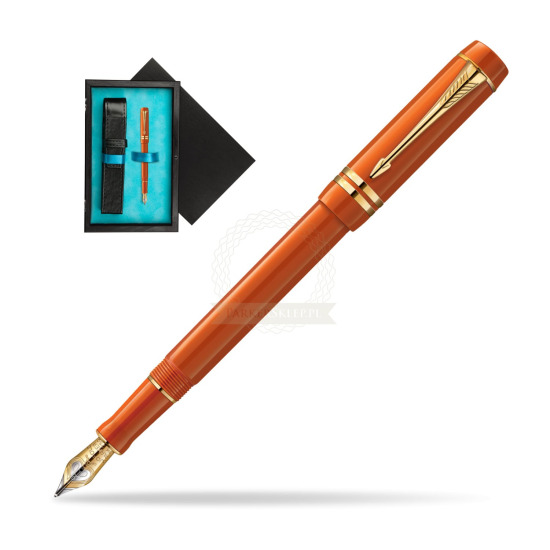 Parker Duofold International Big Red GT Penna Stilografica in single wooden box Black Single Turquoise
