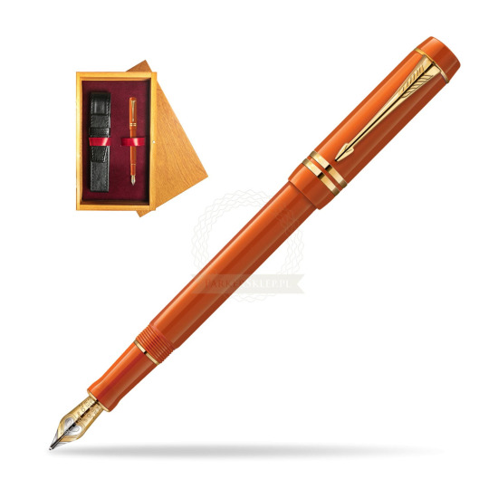 Parker Duofold International Big Red GT Penna Stilografica in single wooden box Honey Single Maroon