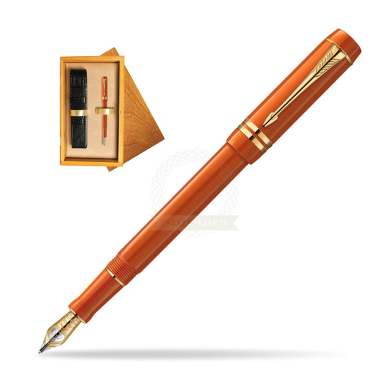 Parker Duofold International Big Red GT Penna Stilografica in single wooden box Honey Single Ecru