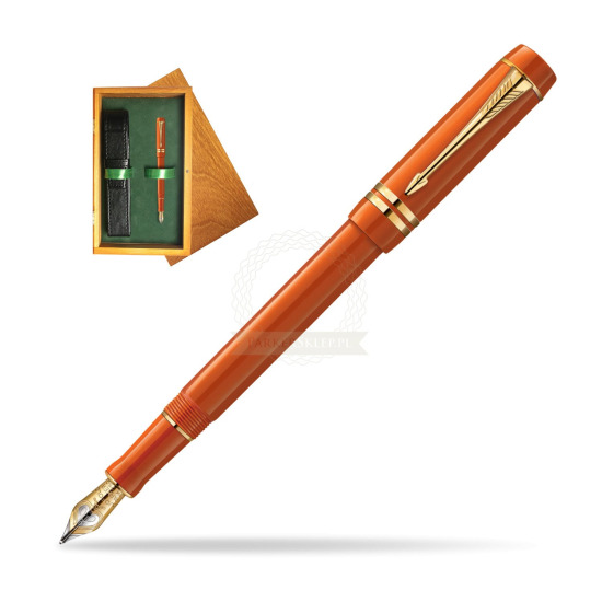 Parker Duofold International Big Red GT Penna Stilografica in single wooden box Honey Single Green