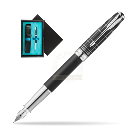 Parker Sonnet Contort Black Cisele CT Penna Stilografica in single wooden box Black Single Turquoise