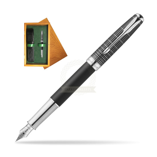 Parker Sonnet Contort Black Cisele CT Penna Stilografica in single wooden box Honey Single Green