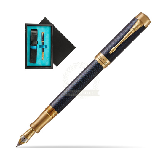 Parker Duofold Prestige Blue Chevron Centennial GT Penna Stilografica in single wooden box Black Single Turquoise