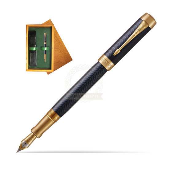 Parker Duofold Prestige Blue Chevron Centennial GT Penna Stilografica in single wooden box Honey Single Green