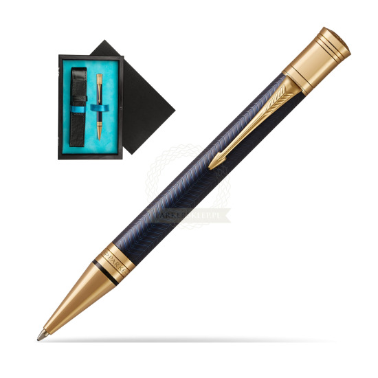 Parker Duofold Prestige Blue Chevron GT Kugelschreiber in single wooden box Black Single Turquoise