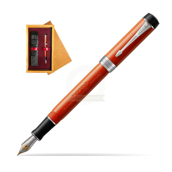 Parker Duofold Classic Big Red Vintage  CT Penna Stilografica in single wooden box Honey Single Maroon