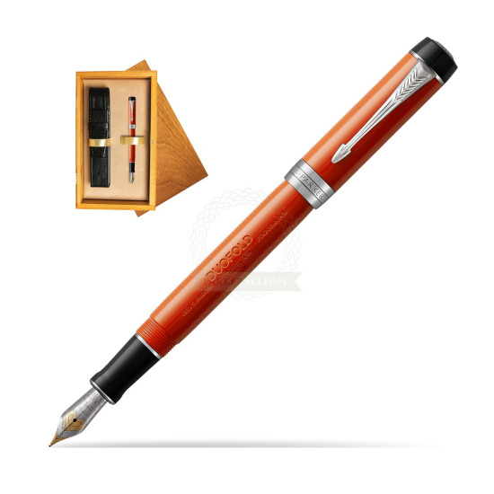 Parker Duofold Classic Big Red Vintage  CT Penna Stilografica in single wooden box Honey Single Ecru