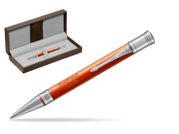 Parker Duofold Classic Big Red Vintage CT Ballpoint Pen in the brown leather box