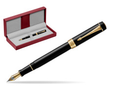 Parker Duofold Classic Black Centennial GT Fountain Pen in the red leather box