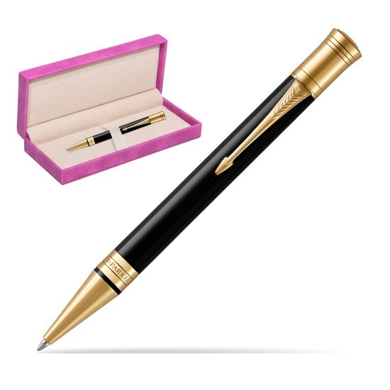 Parker Duofold Classic Black GT Ballpoint Pen in suede box fuchsia