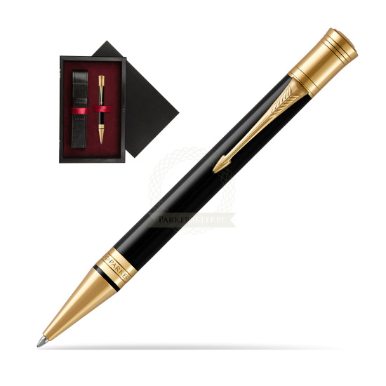 Parker Duofold Classic Black GT Ballpoint Pen in single wooden box Black Single Maroon