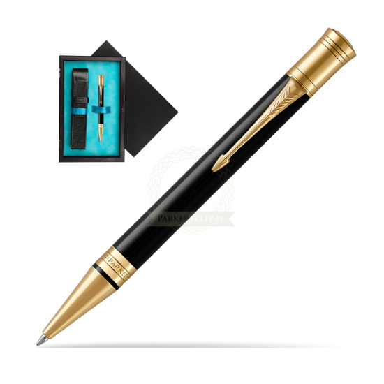 Parker Duofold Classic Black GT Ballpoint Pen in single wooden box Black Single Turquoise