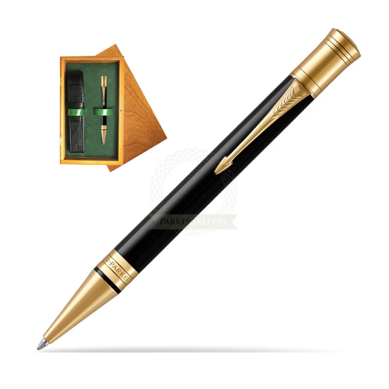 Parker Duofold Classic Black GT Ballpoint Pen in single wooden box Honey Single Green